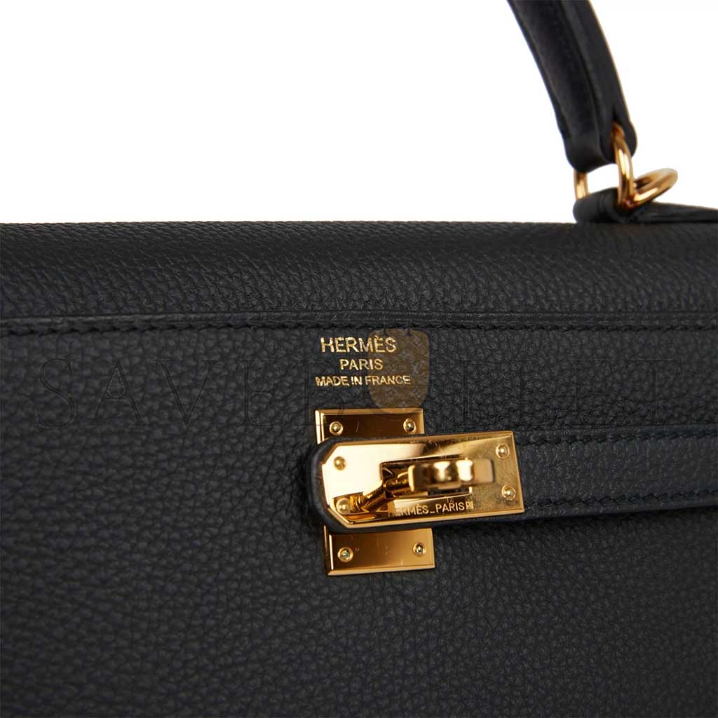 HERMÈS MASTER KELLY 25 RETOURNE  BLACK TOGO GOLD HARDWARE (25*17*7cm) 